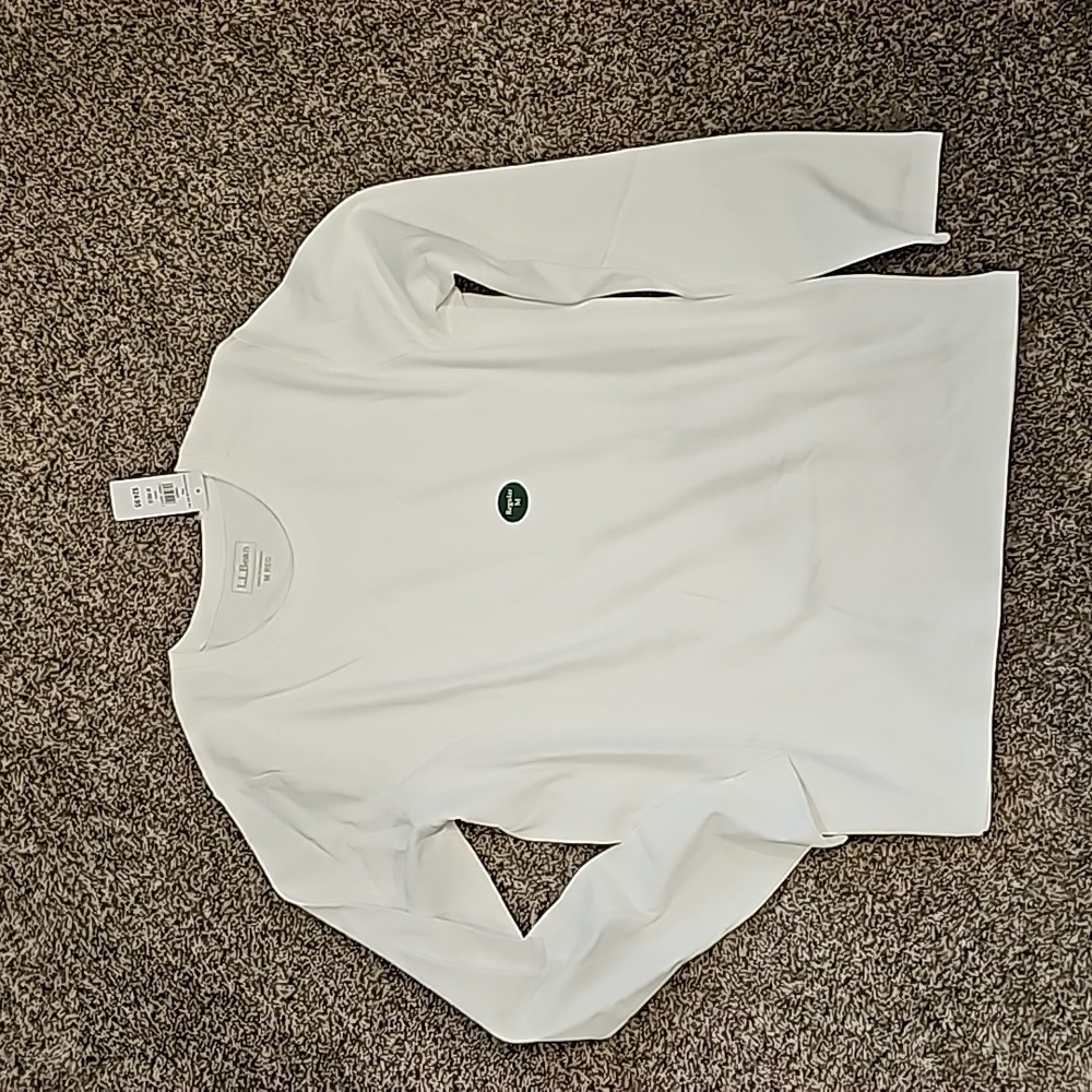 L.L.Bean long-sleeve crew Tee in white.